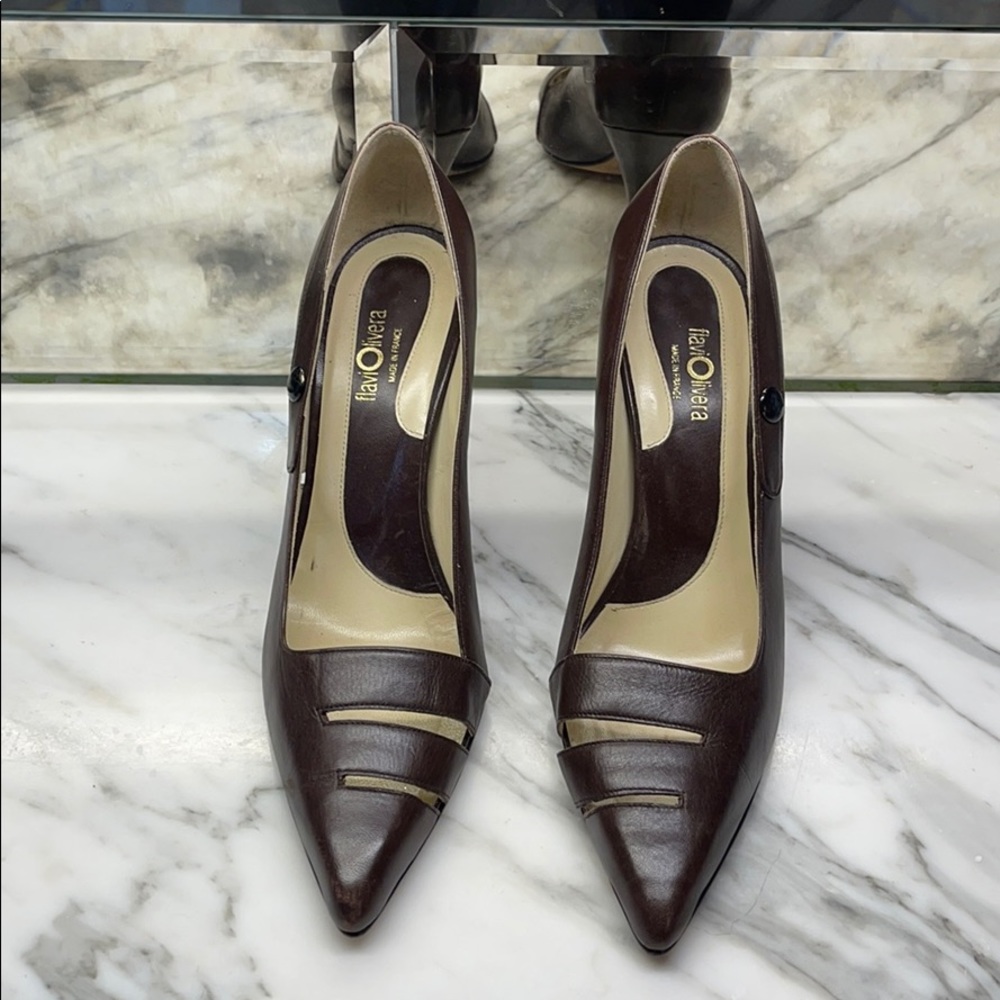 Flavio Olivera sz 39 Chocolate leather heels